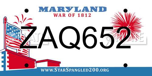 ZAQ652 Maryland License Plate