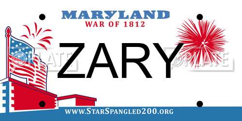 ZARY Maryland License Plate