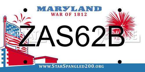 ZAS62B Maryland License Plate