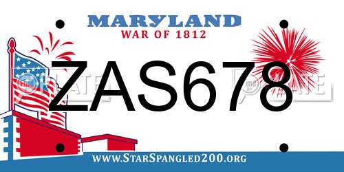 ZAS678 Maryland License Plate