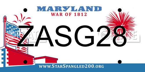 ZASG28 Maryland License Plate