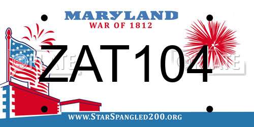 ZAT104 Maryland License Plate