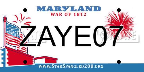 ZAYE07 Maryland License Plate
