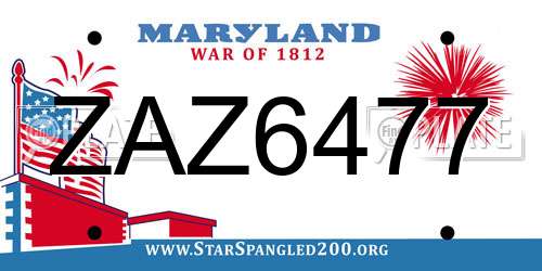 ZAZ6477 Maryland License Plate