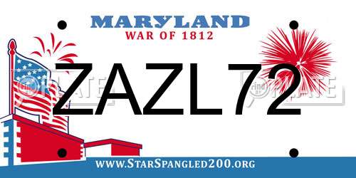ZAZL72 Maryland License Plate