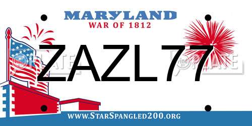 ZAZL77 Maryland License Plate