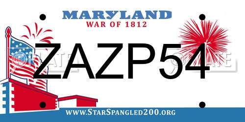 ZAZP54 Maryland License Plate