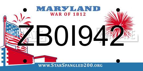 ZB0I942 Maryland License Plate