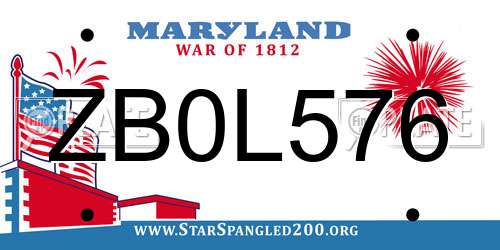 ZB0L576 Maryland License Plate