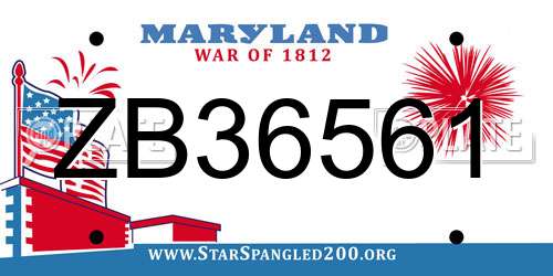 ZB36561 Maryland License Plate