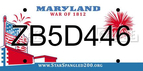 ZB5D446 Maryland License Plate