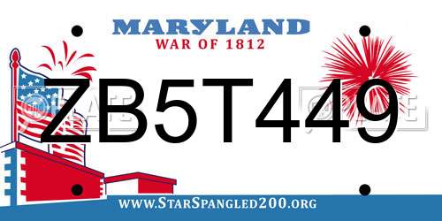 ZB5T449 Maryland License Plate
