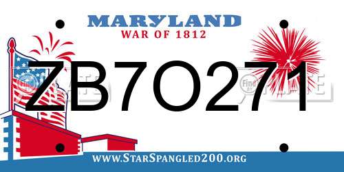 ZB7O271 Maryland License Plate