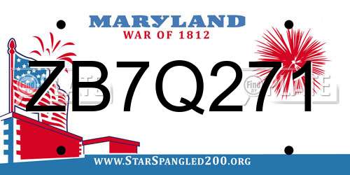 ZB7Q271 Maryland License Plate