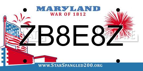 ZB8E8Z Maryland License Plate