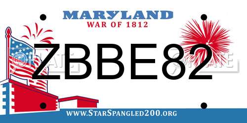 ZBBE82 Maryland License Plate