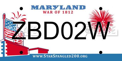ZBD02W Maryland License Plate