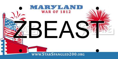 ZBEAST Maryland License Plate