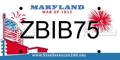 ZBIB75 Maryland License Plate