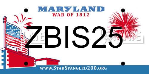 ZBIS25 Maryland License Plate