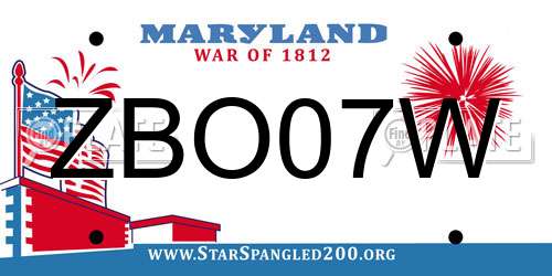 ZBO07W Maryland License Plate
