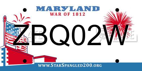 ZBQ02W Maryland License Plate