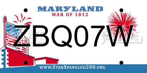 ZBQ07W Maryland License Plate