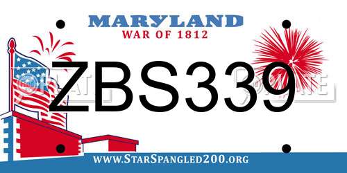 ZBS339 Maryland License Plate