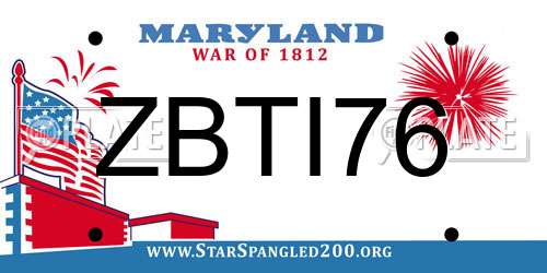 ZBTI76 Maryland License Plate