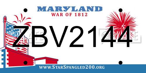 ZBV2144 Maryland License Plate