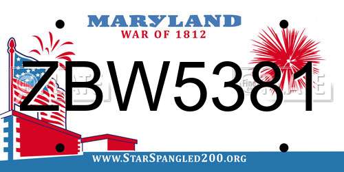 ZBW5381 Maryland License Plate