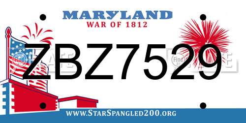 ZBZ7529 Maryland License Plate