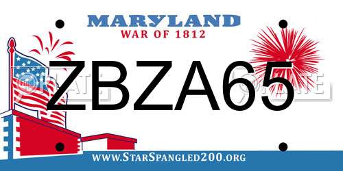 ZBZA65 Maryland License Plate