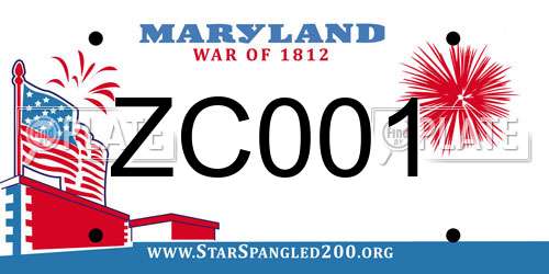 ZC001 Maryland License Plate