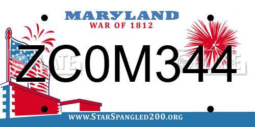 ZC0M344 Maryland License Plate
