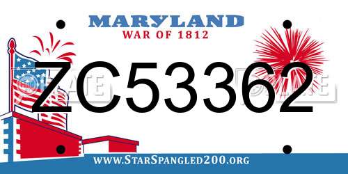 ZC53362 Maryland License Plate