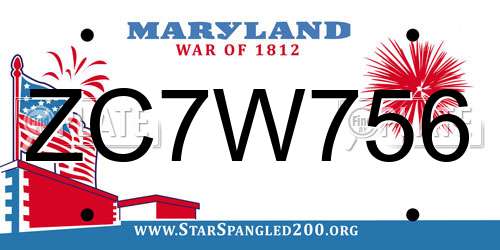 ZC7W756 Maryland License Plate