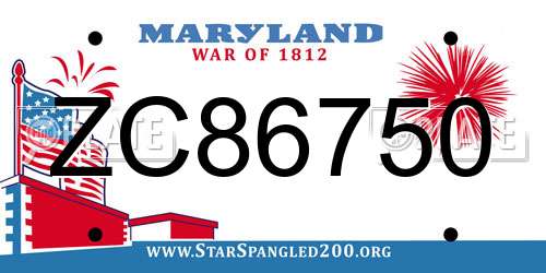 ZC86750 Maryland License Plate