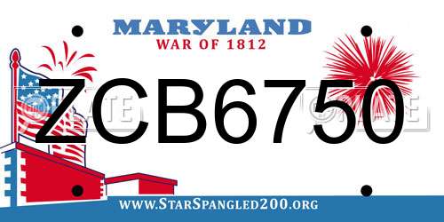 ZCB6750 Maryland License Plate