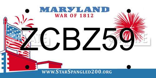 ZCBZ59 Maryland License Plate