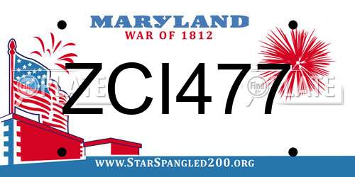 ZCI477 Maryland License Plate