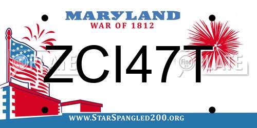 ZCI47T Maryland License Plate
