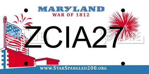 ZCIA27 Maryland License Plate