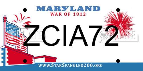 ZCIA72 Maryland License Plate