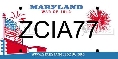 ZCIA77 Maryland License Plate