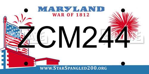 ZCM244 Maryland License Plate