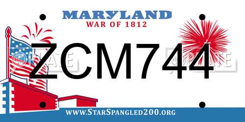 ZCM744 Maryland License Plate