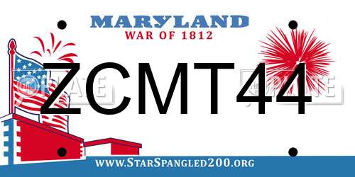 ZCMT44 Maryland License Plate