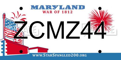 ZCMZ44 Maryland License Plate