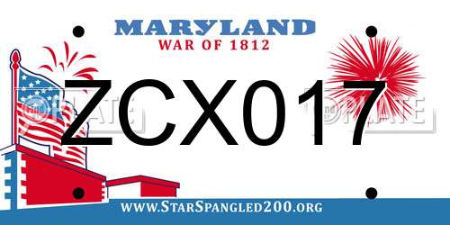 ZCX017 Maryland License Plate